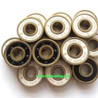 2020 BEST SELLER double rubber sealed Gold Titanium Coated skate ceramic bearing 608